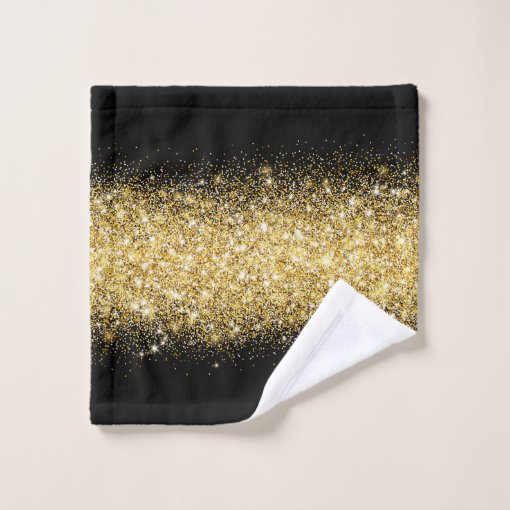 Luxury Black Gold Glitter Bath Towel Set Zazzle