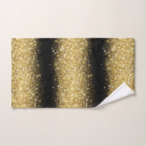 Luxury Black Gold Glitter Bath Towel Set Zazzle