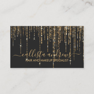 Luxury Black Gold Glitter Fringe Curtain Business Card