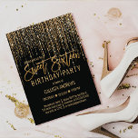 Luxury Black Gold Glitter Fringe Curtain Sweet 16 Invitation<br><div class="desc">This glamorous and luxury Sweet Sixteen birthday party invitation is the perfect design for your young teenage girl's special event. It features a faux sparkly gold glitter fringe curtain with faux glitter typography on top of a simple black background. It's an elegant, chic, trendy, and modern bling design with a...</div>