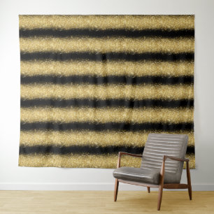 Luxury Black Gold Glitter Tapestry