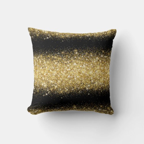 Luxury Black Gold Glitter Throw Pillow