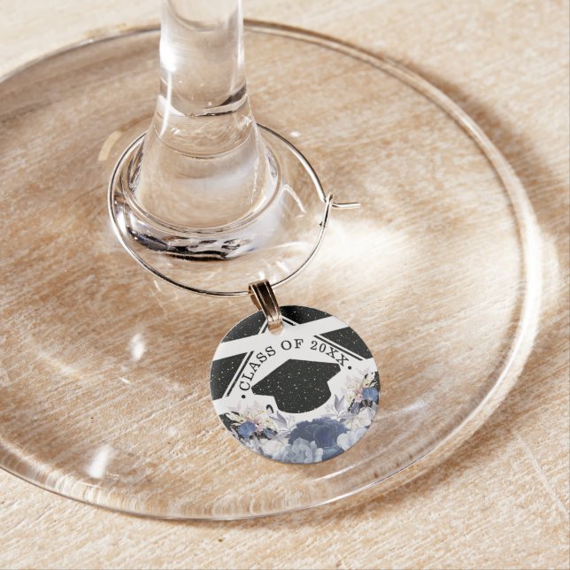 Luxury Black Gold Graduation Class of Wine Charm (In Situ)