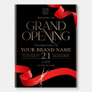 Luxury Black Gold Grand Opening Welcome Board Sign