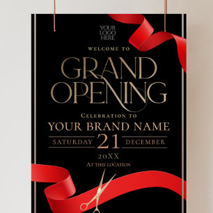 Luxury Black Gold Grand Opening Welcome Board Sign
