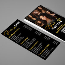 Luxury Black Gold Hair Salon Services Pricing List