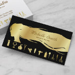 Luxury Black Gold Hair Stylist Beauty Salon Business Card at Zazzle