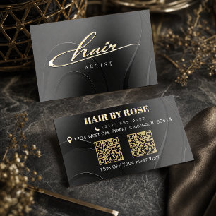 Luxury Black Gold Hair Stylist Gloss  Foil Spot Gloss Business Cards