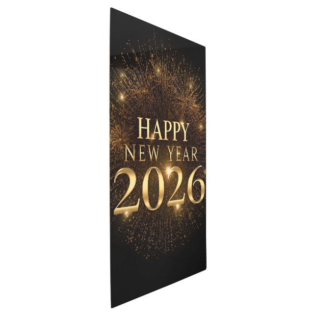 luxury black gold happy new year metal art print (3/4)