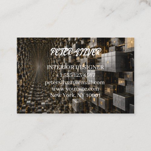 Luxury Black Gold Hexagon Business Card