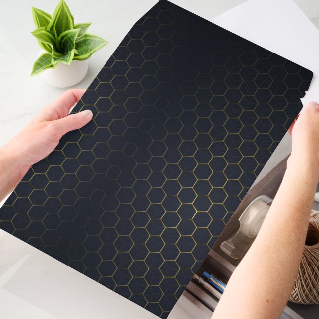 Luxury Black Gold Hexagonal Pattern Envelope Mailers (Desk)
