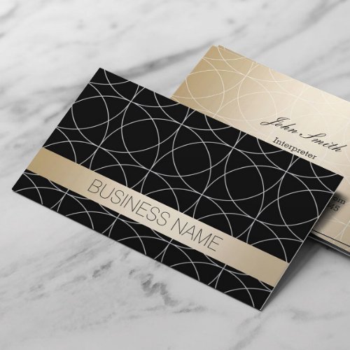 Luxury Black  Gold Interpreter Business Card