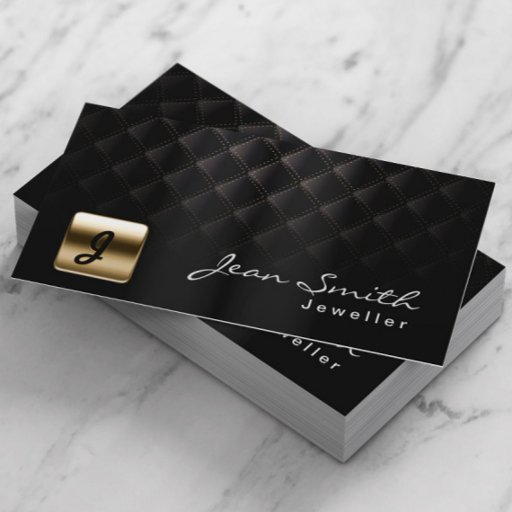 Customizable Luxury Black &amp; Gold Jewellery Business Card