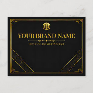 Luxury Black Gold Jewelry Packing Slip Card