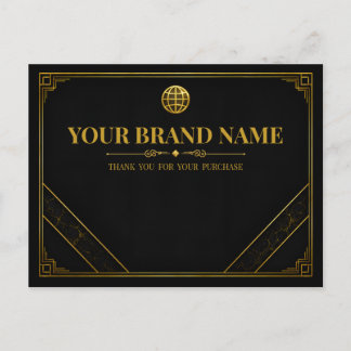 Luxury Black Gold Jewelry Packing Slip Card