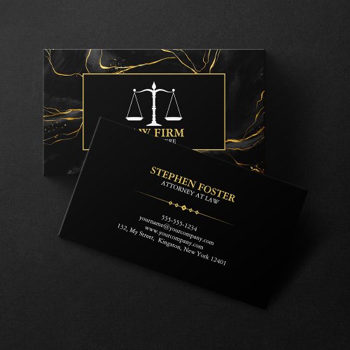 Luxury Black Gold Lawyer Attorney At Law Advocate Business Card