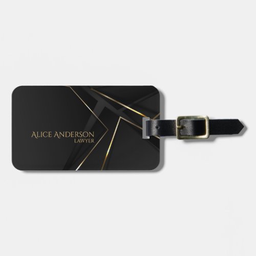 Luxury black gold lines Professional Lawyer Luggage Tag