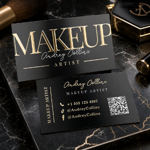 Luxury Black Gold Makeup Artist Gloss Foil Spot Gloss Business Cards