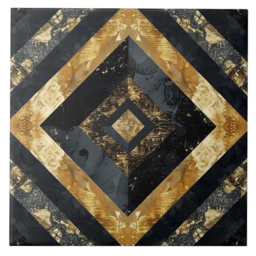 Luxury Black Gold Marble Geometric Ceramic Tile