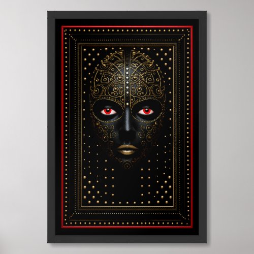 Luxury Black  Gold Masquerade Mask Design Framed Art