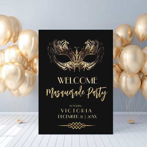 Luxury Black Gold Masquerade Party Birthday Foam Board