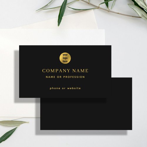 Luxury Black Gold Minimal Business Logo Contact Business Card