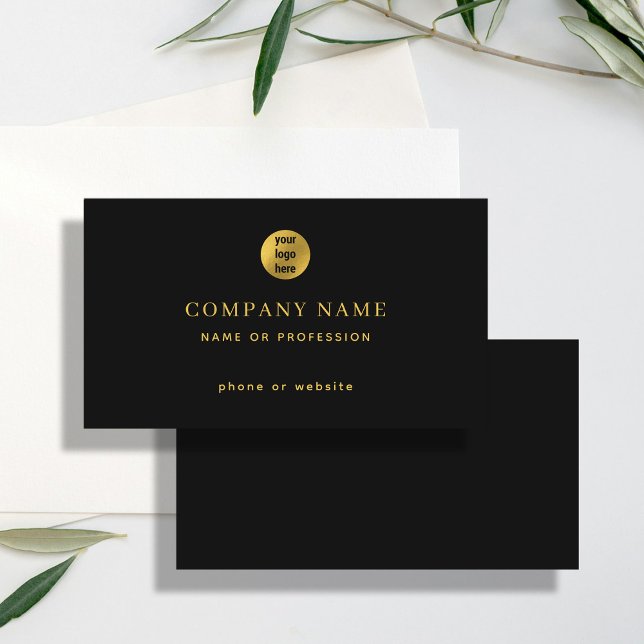 Luxury Black Gold Minimal Business Logo Contact Card (Luxury Black Gold Minimal Business Logo Contact Business Card)