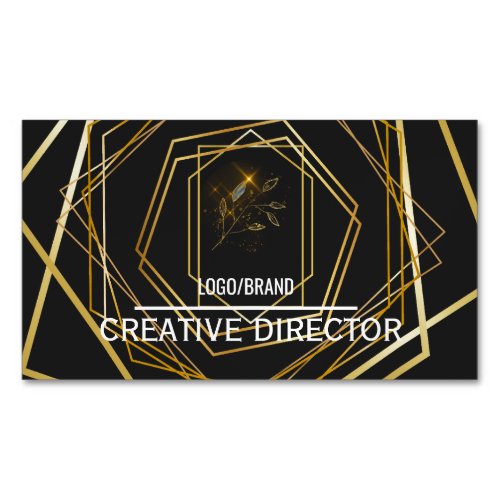 Luxury Black &amp; Gold Minimal Professional Business  Card Magnet