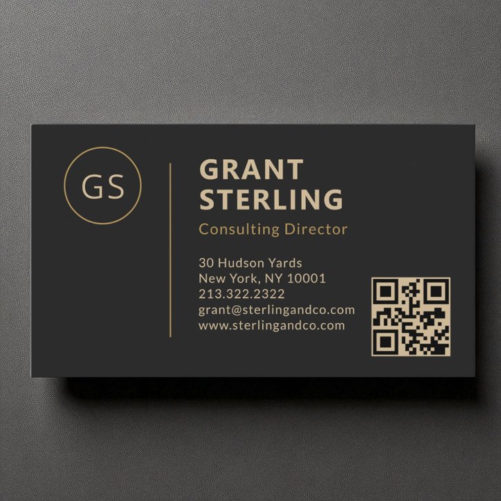 Luxury Black Gold Minimalist Professional QR Code Business Card