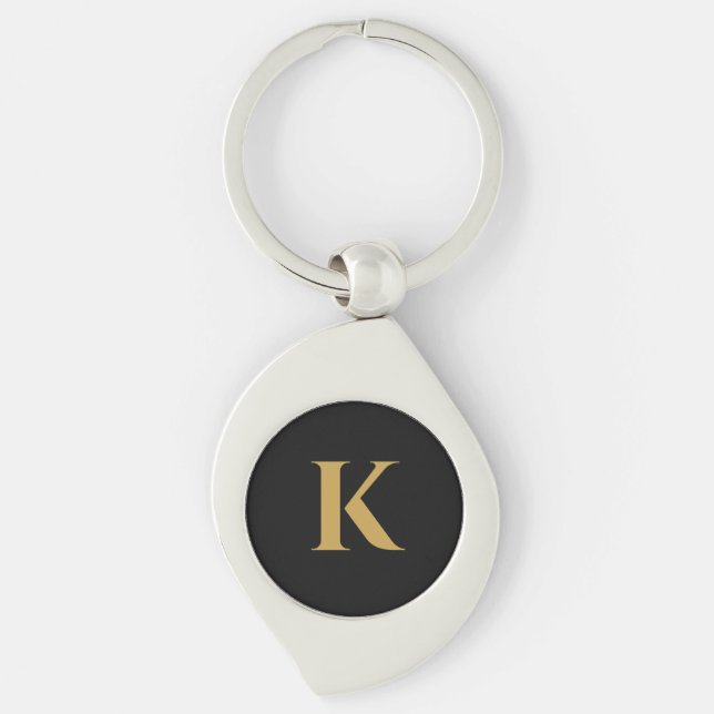 Luxury Black Gold Monogram  A Keychain (Front)