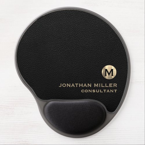 Luxury Black Gold Monogram Gel Mouse Pad