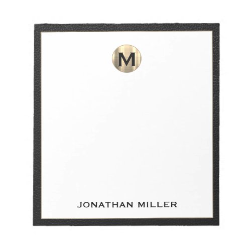 Luxury Black Gold Monogram Initial Name Notepad