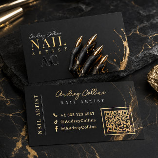 Luxury Black Gold Nail Artist Gloss Foil Spot Glos Business Cards