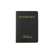 Luxury Black Gold Passport Holder Personalized