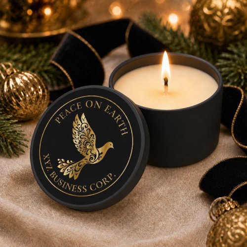 Luxury Black Gold Peace Dove Business Holiday Mini Candle Favors