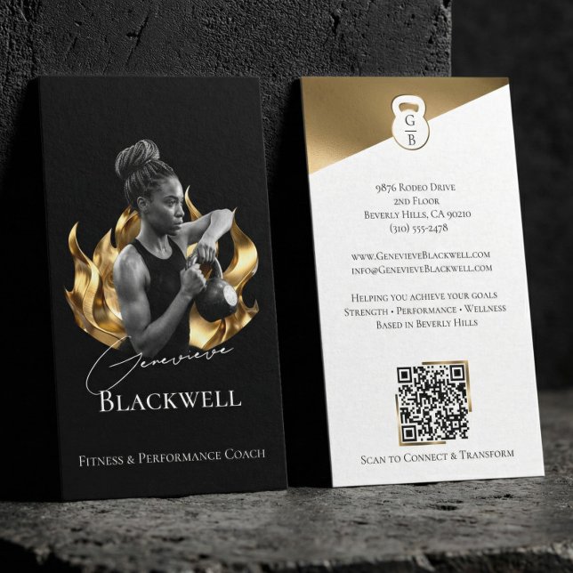 Luxury Black Gold Personal Trainer Fitness Photo  Business Card (Luxury Black Gold Personal Trainer Fitness Photo Business Card)