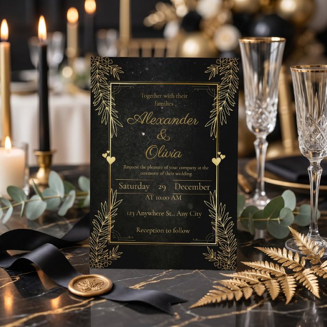 Luxury Black & Gold Personalized Invitation Card (Creator Uploaded)