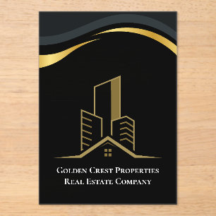 Luxury Black & Gold Personalized Real Estate Acrylic Invitations