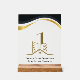 Luxury Black & Gold Personalized Real Estate Acrylic Sign