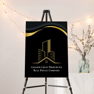 Luxury Black & Gold Personalized Real Estate Foam Board
