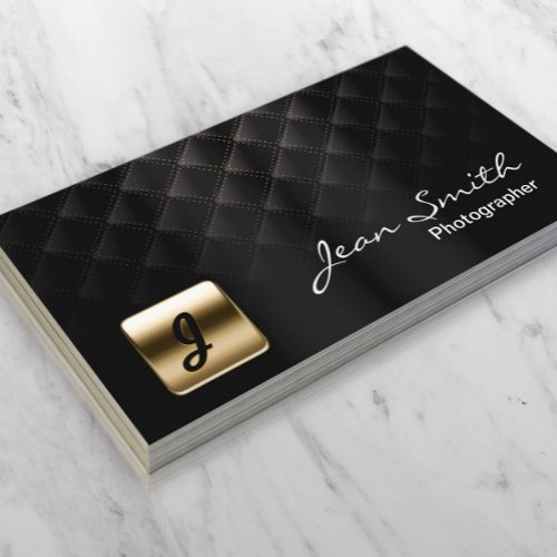 Luxury Black  Gold Photographer Professional Business Card