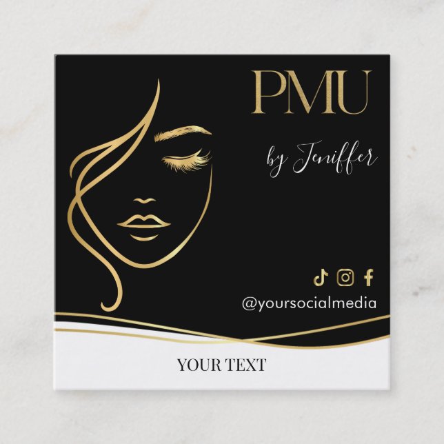 Luxury Black & Gold PMU Bussines card (Front)