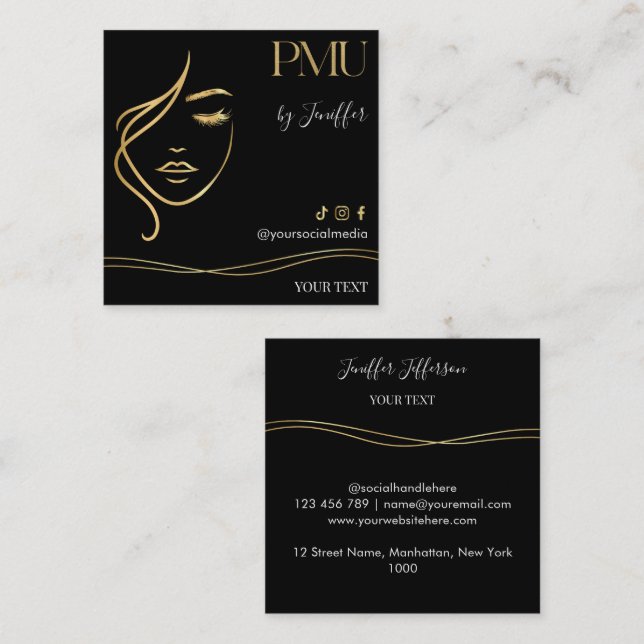 Luxury Black & Gold PMU Bussines card (Front/Back)