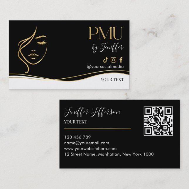 Luxury Black & Gold PMU Bussines card (Front/Back)