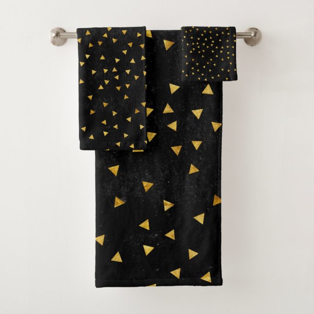 Luxury Black Gold Premium Modern Simple Bath Towel Set (Insitu)