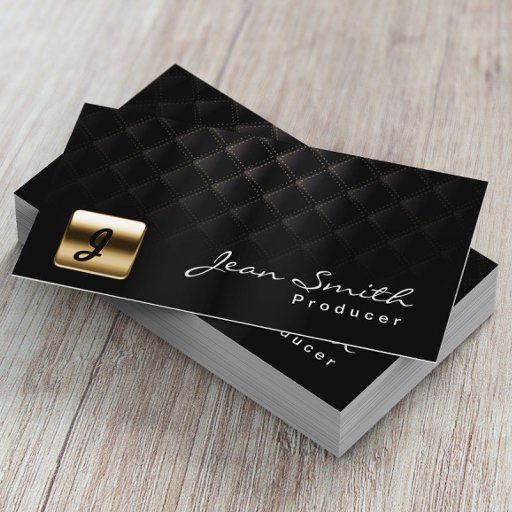 Customizable Luxury Black &amp; Gold Producer Business Card