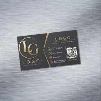 Luxury Black & Gold QR Code Business Card | Elegan