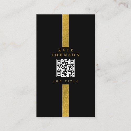 Luxury Black Gold QR Code Social Media Business Card