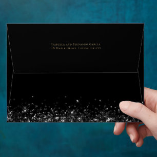 Luxury Black Gold Quinceañera Envelope