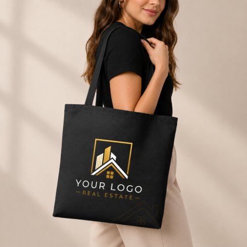 Luxury Black Gold Real Estate Logo  Tote Bag